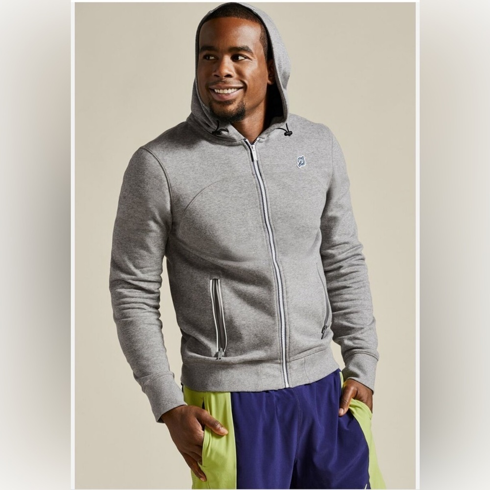 FOURLAPS X PELOTON Men’s Rush Hoodie Grey Zip Up Sweatshirt size: Medium